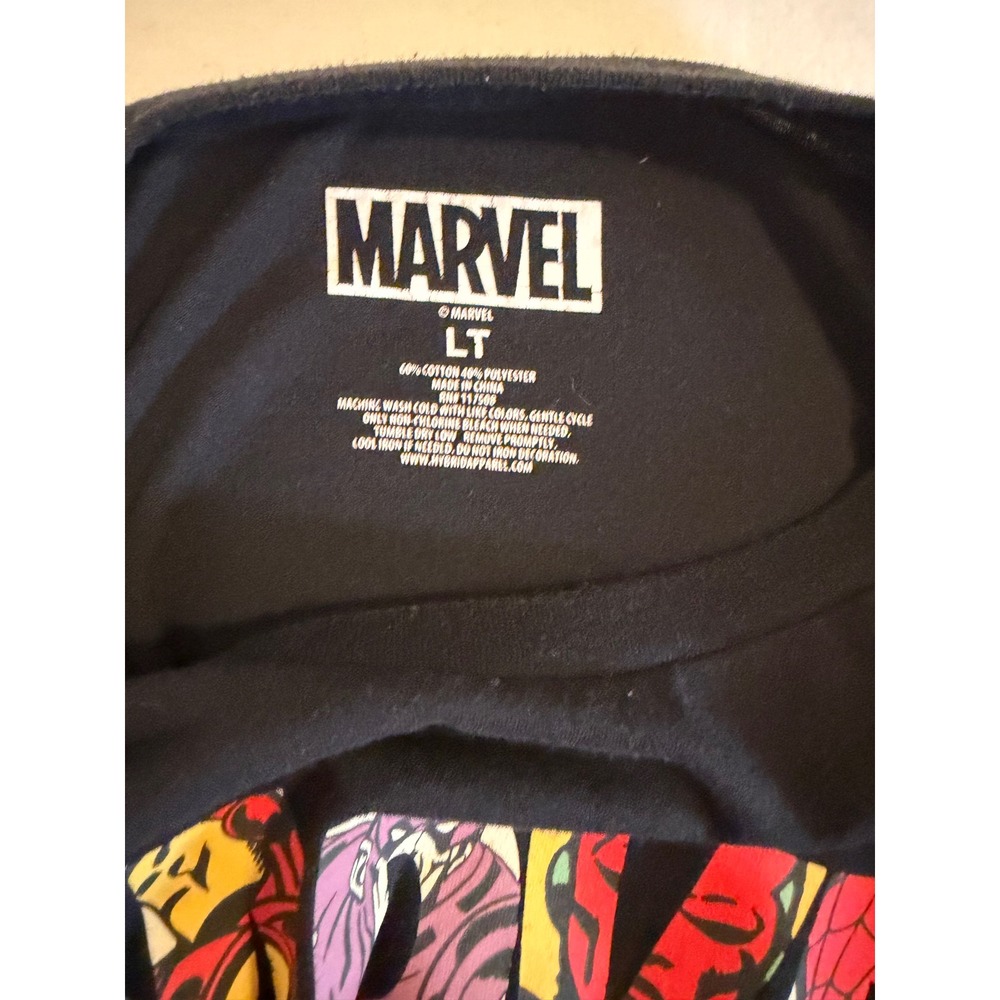Marvel Comics Graphic Logo T-Shirt Mens LT Black Avengers Superhero Tee Tall - Picture 3 of 7